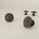 Pair of antique furniture knob handles in solid gilded brass