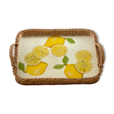 Plateau en rotin vintage