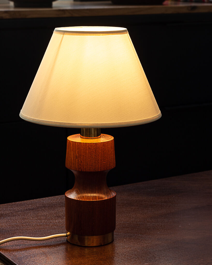 Teak wood and brass lamp base from the 60s