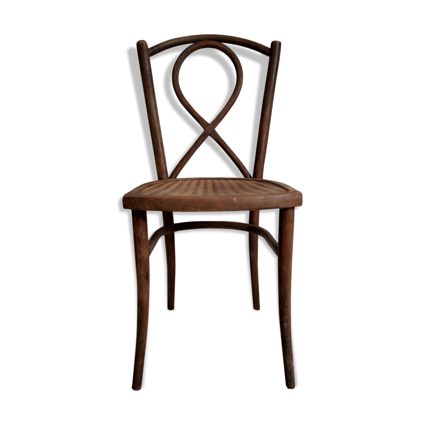 Striped curved wooden bistro chair