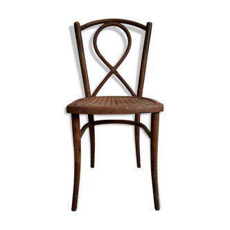 Striped curved wooden bistro chair