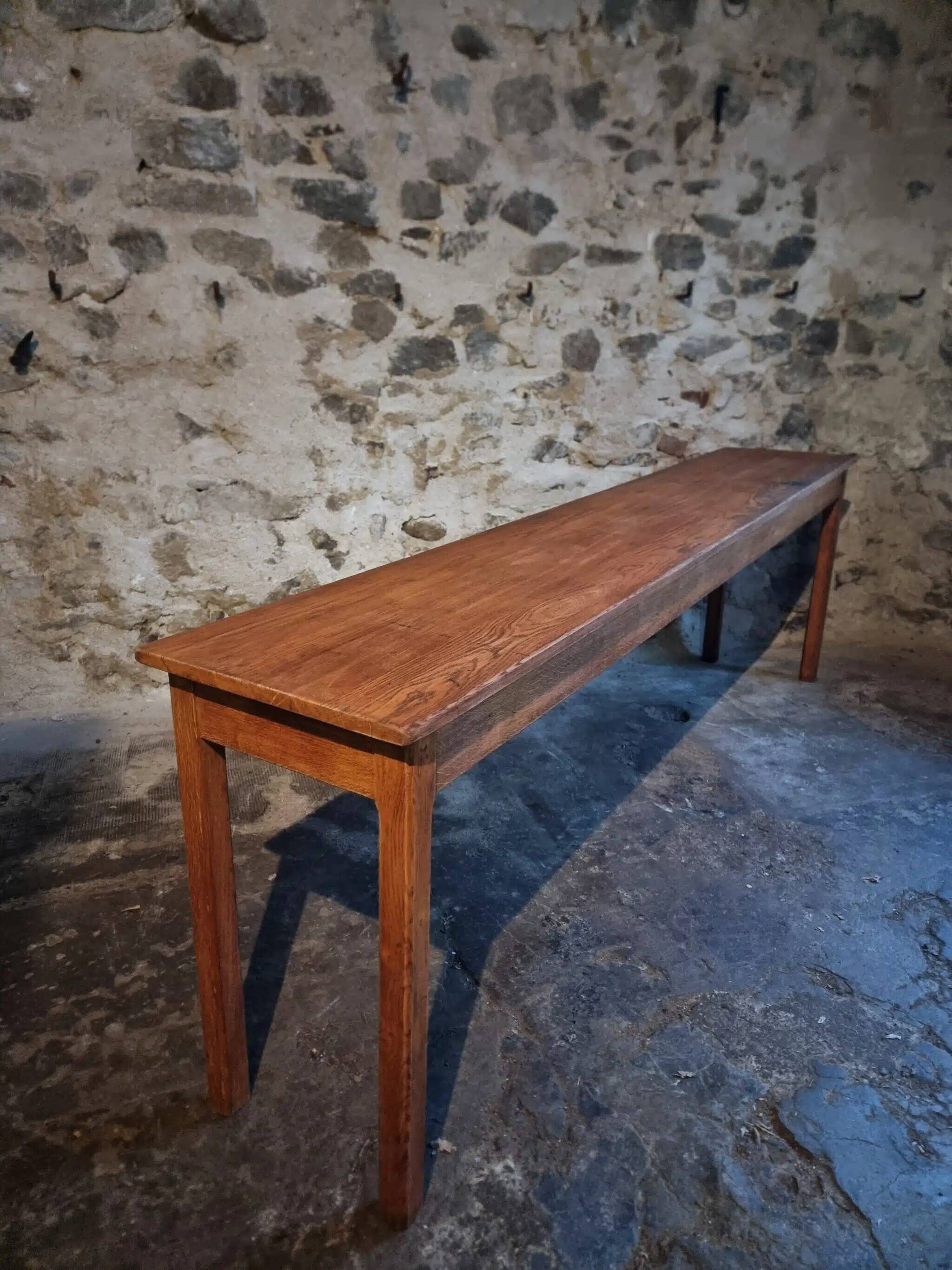 Vintage oak work table / hospital workshop side table, France, 1950s