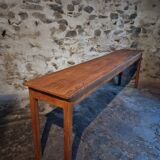 Vintage oak work table / hospital workshop side table, France, 1950s