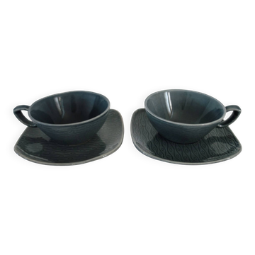 2 cups with saucers, New Time model, Boch Frères 1955