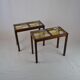 Pair of Scandinavian coffee tables in rosewood and glass tiles