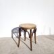 Tabouret bas canné et bois courbé