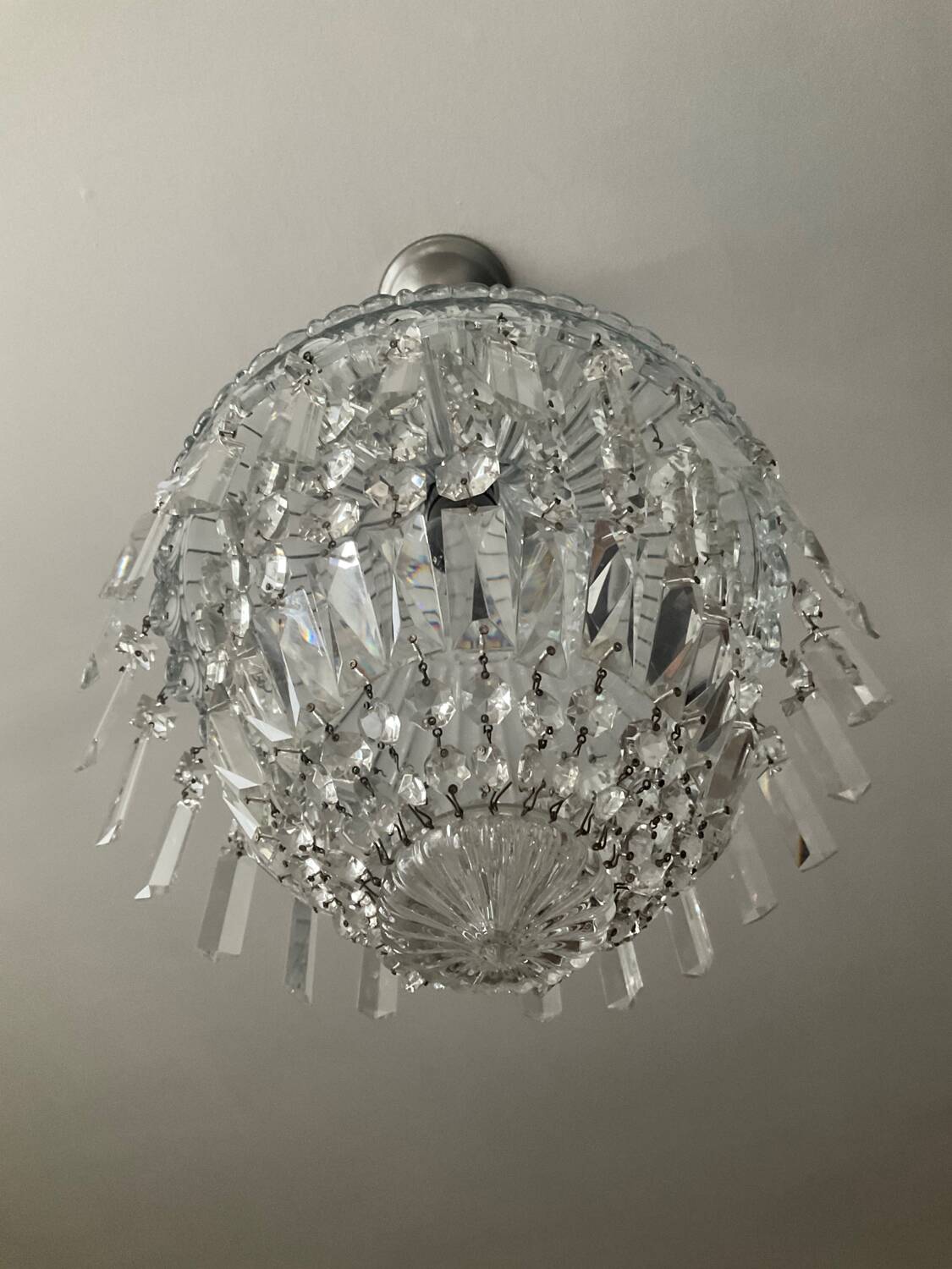 Bohemian crystal basket chandelier