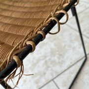 Vintage rattan and steel stool by Raoul Guys for Airborne, 1950s