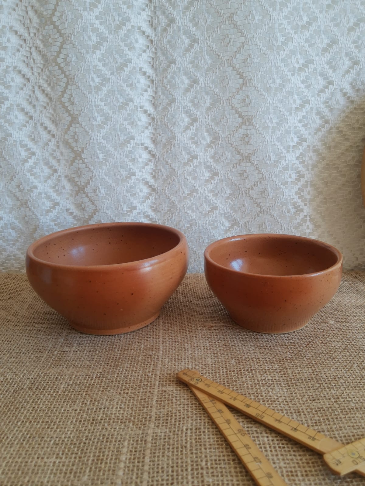 Set of two bowls sandstone pots Digoin France