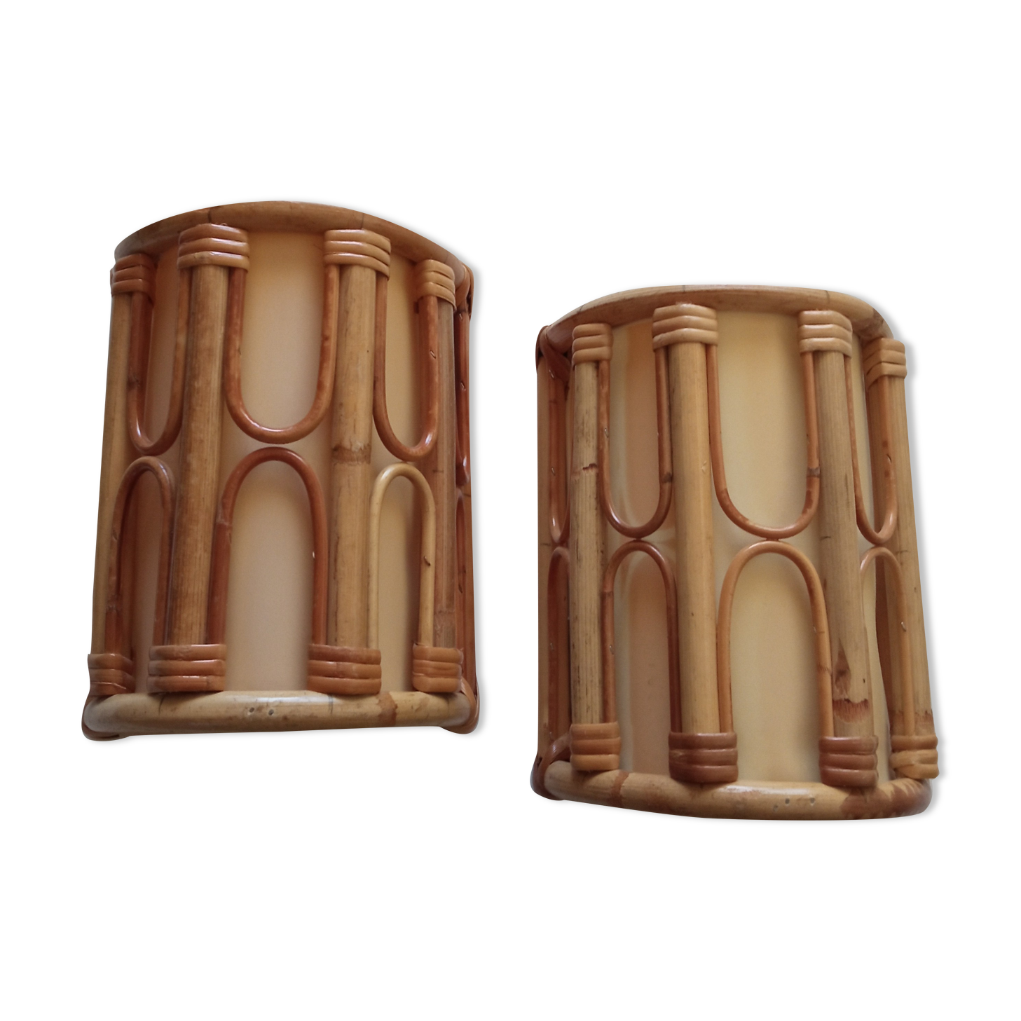 Pair of bamboo sconces