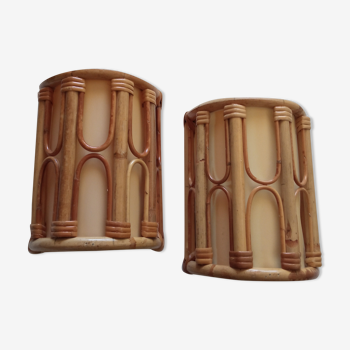 Pair of bamboo sconces