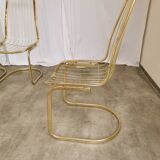 Set of 6 Vintage Gold Chrome Dining Chairs: Italian Mid-Century Design