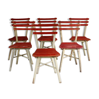 Ensemble de 6 chaises de jardin Thonet années 1950