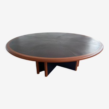 Italian design leather round table 80s