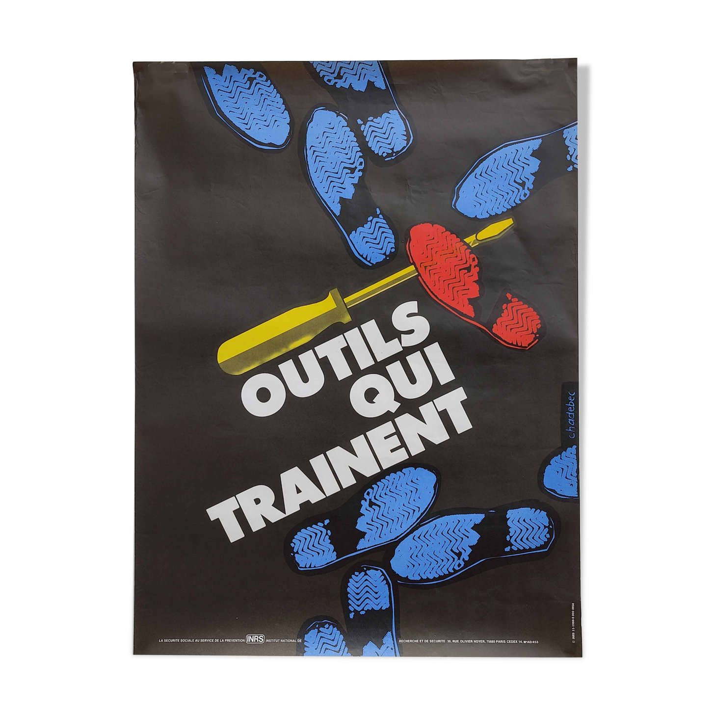 Vintage poster INRS 1988 graphics Chadebec