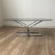 Table basse années 70 chrome et verre