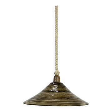 Temde Leuchten pendant light, plexiglass, rope and wood, 1970s