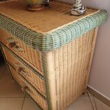 Commode osier/rotin/bois