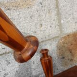 Pair of turned wooden vases – geometric design