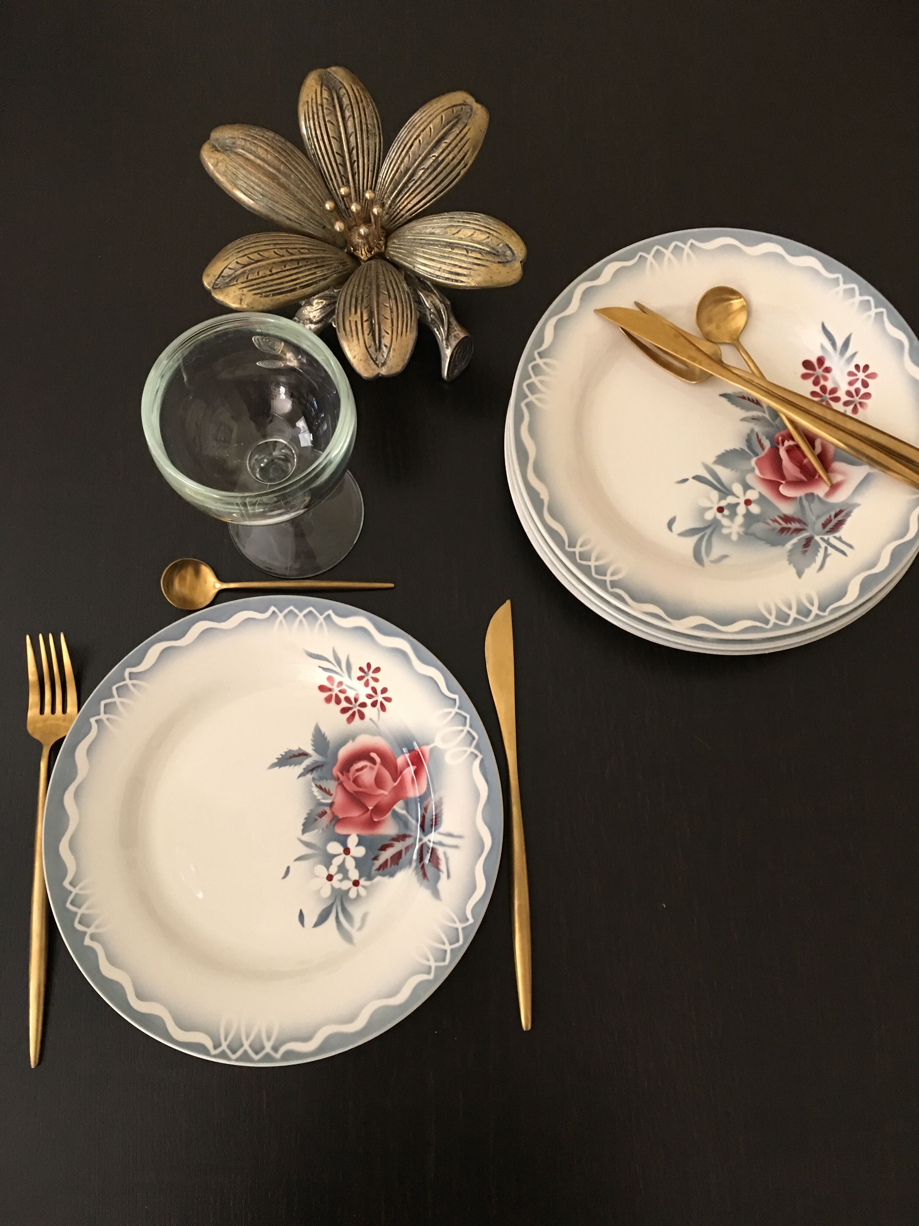 Set de 6 assiettes Digoin Sarreguemines modèle Olga