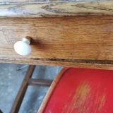 Table in raw oak, countryside.