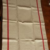 Lot 3 towels linen strips red monograms D J