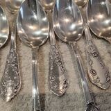 10 cuilleres a cafe metal argente orfevre PG styleart nouveau fleurs