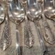 10 silver-plated metal coffee spoons, PG style, Art Nouveau flowers.