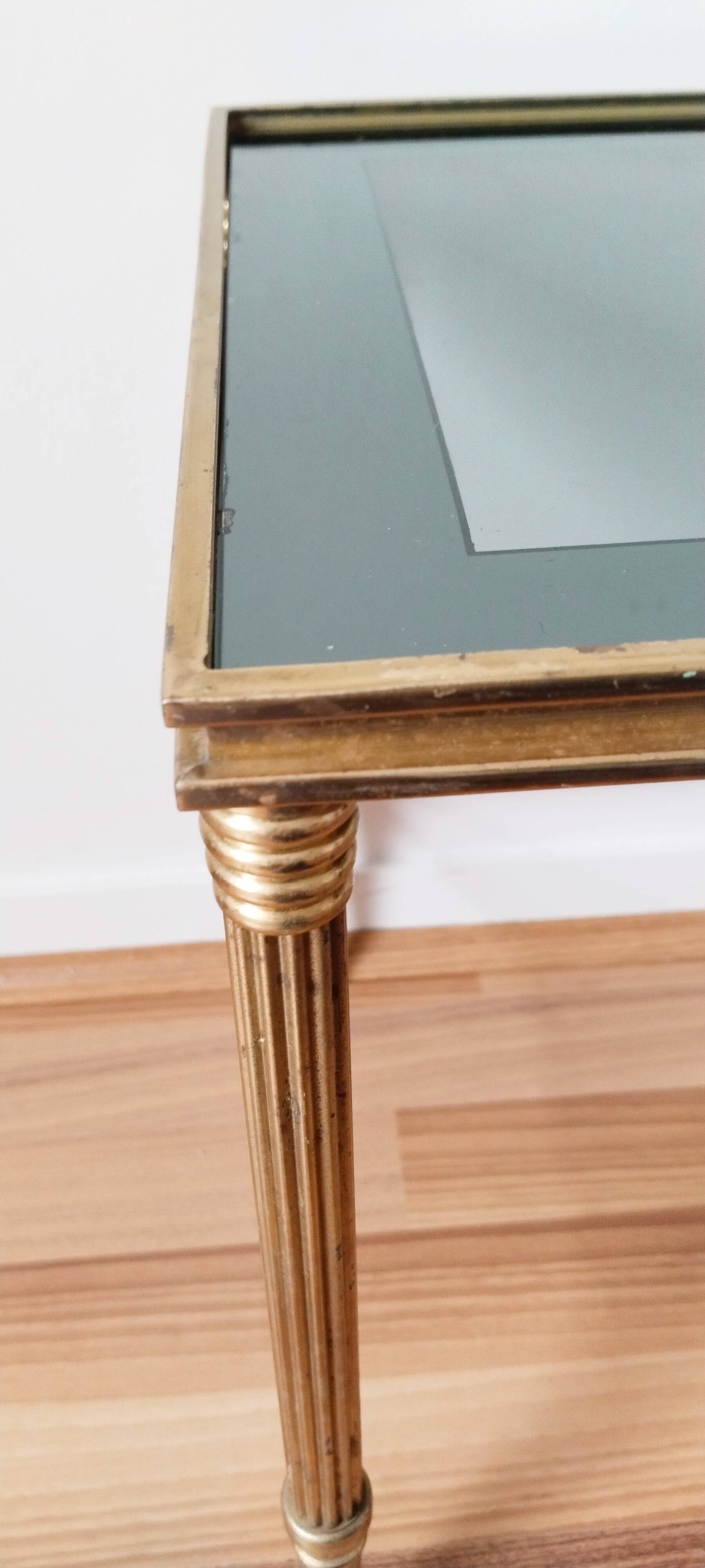 Glass and brass coffee table, 1950s