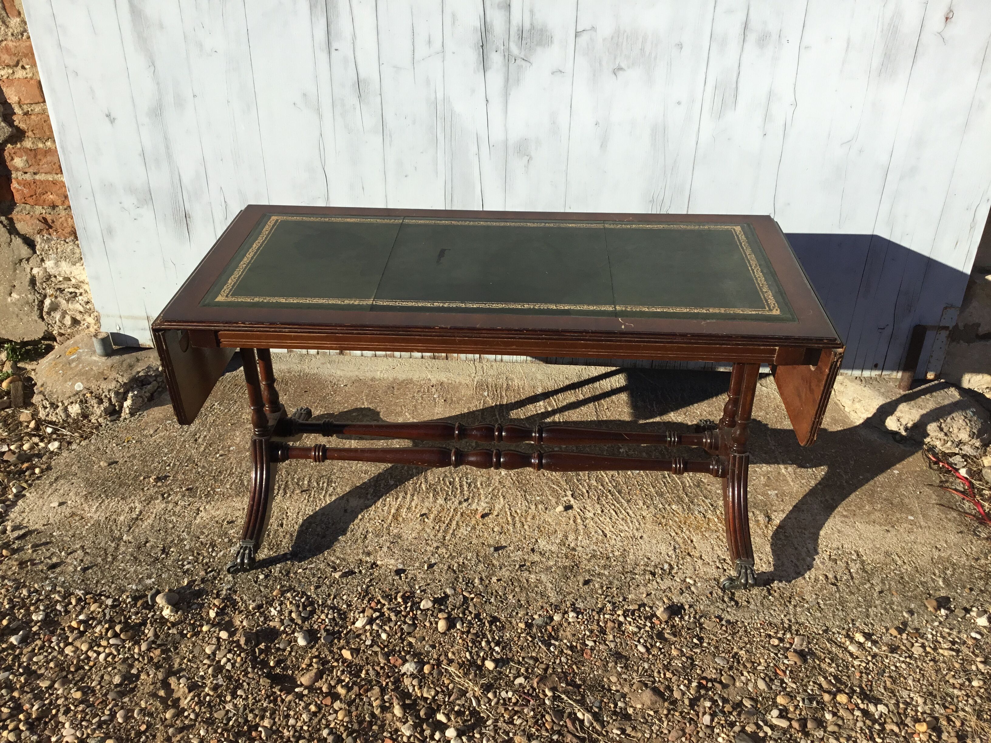 Coffee table on leather