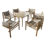 Arne Norell - Sirocco chair in white/grey linen with frame frame from beech wood