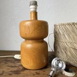 50s wood and straw lamp