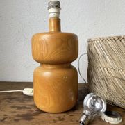 Lampe années 50 bois et paille