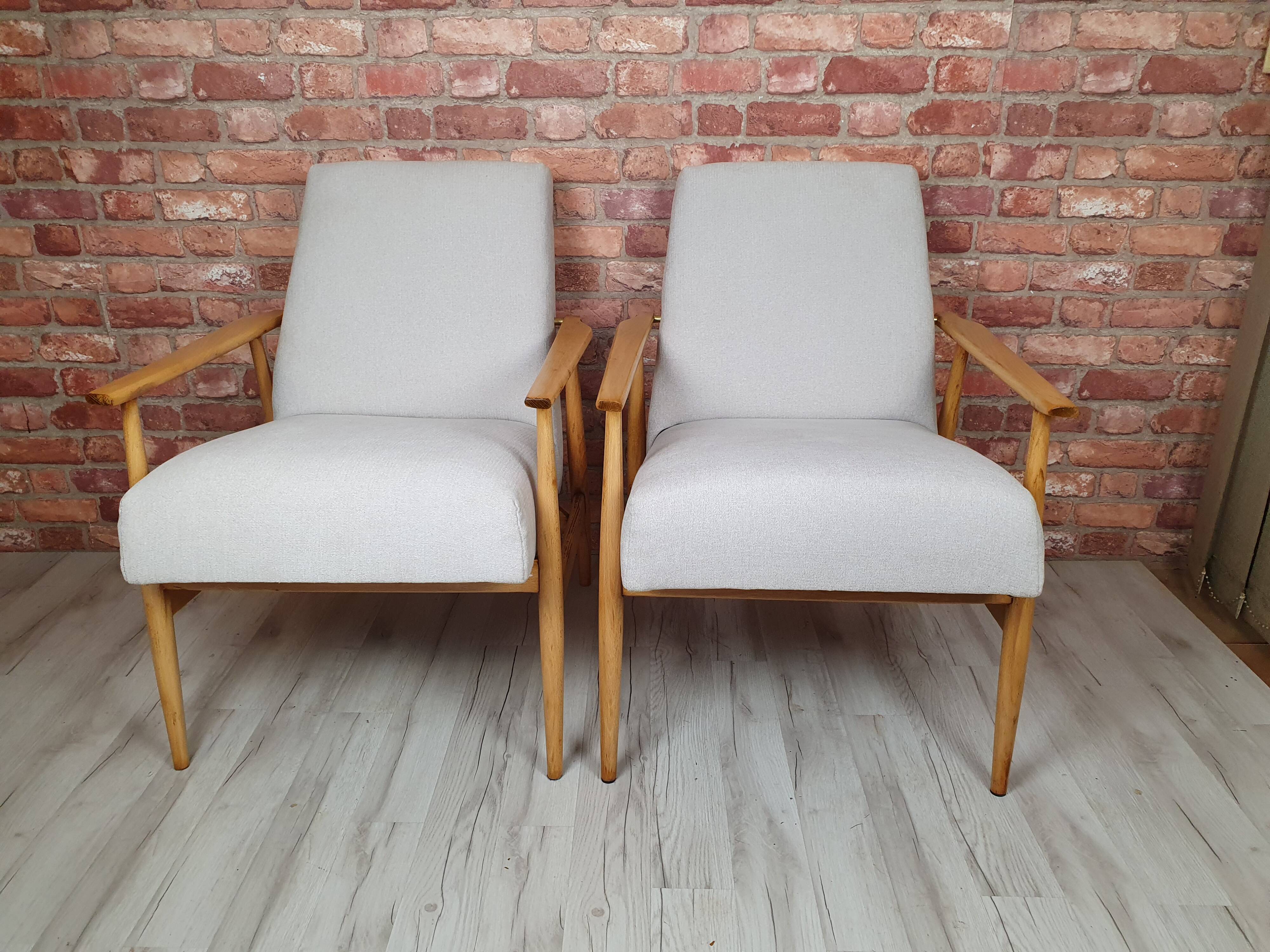 A pair of renovated armchairs "LIS", Fox, Poland 1960s