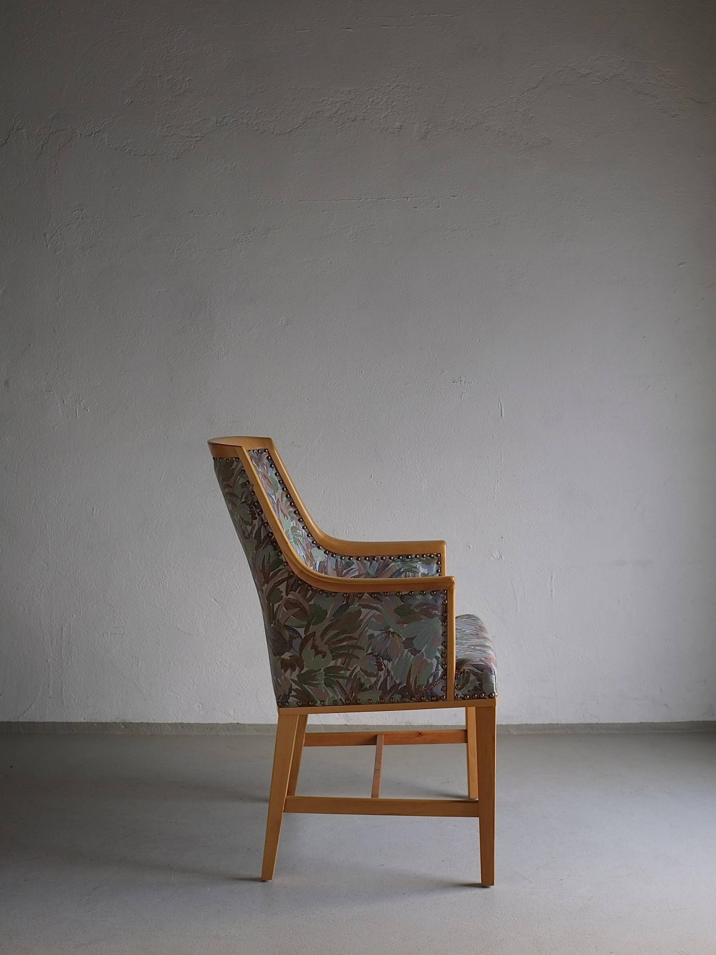 Swedish Grace floral birch wood armchair
