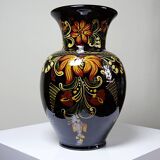 Vintage large vase from the 60s-70s, Hungarian MHV, in hand-painted glazed ceramic.