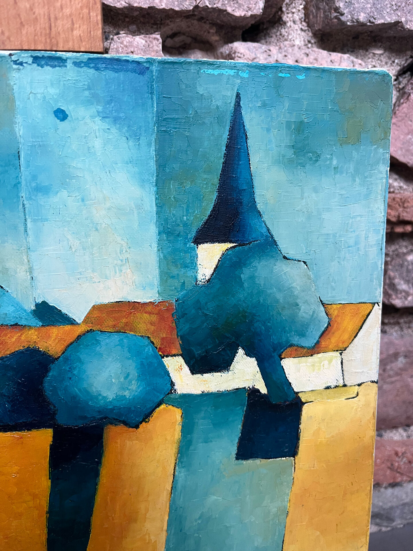 Oil on canvas "Village"