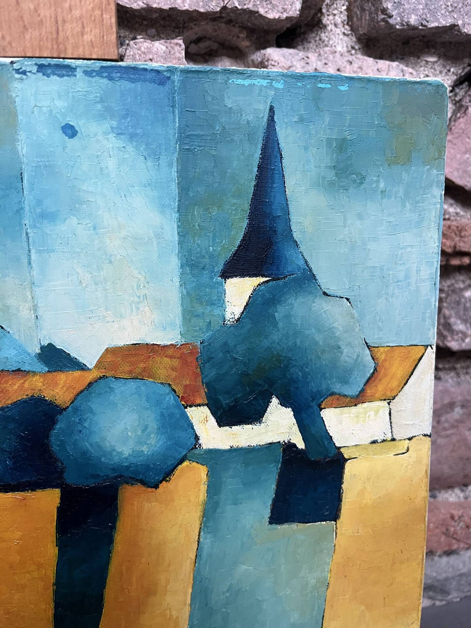 Oil on canvas "Village"