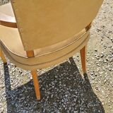 Office armchair from the 50s in beech tinted sycamore and moleskine