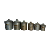 complete series of 6 metal jars with brass label