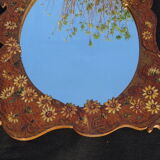 Polychrome pyrogravé mirror 76 x 63 cm