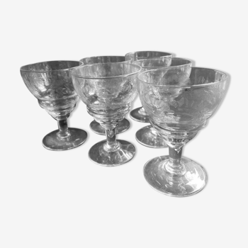 6 Wine glasses – Guilloche crystal