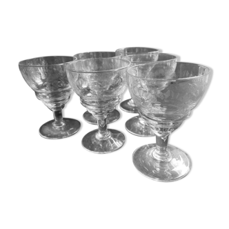 6 Wine glasses – Guilloche crystal