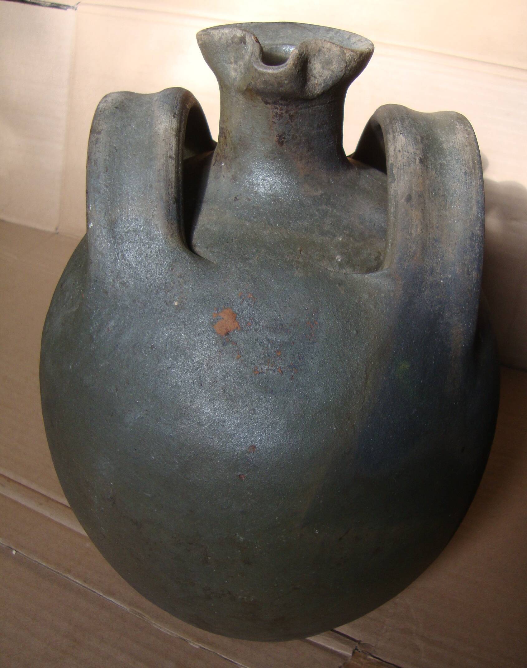 Old Oil Jug Jar Double Handle Terracotta