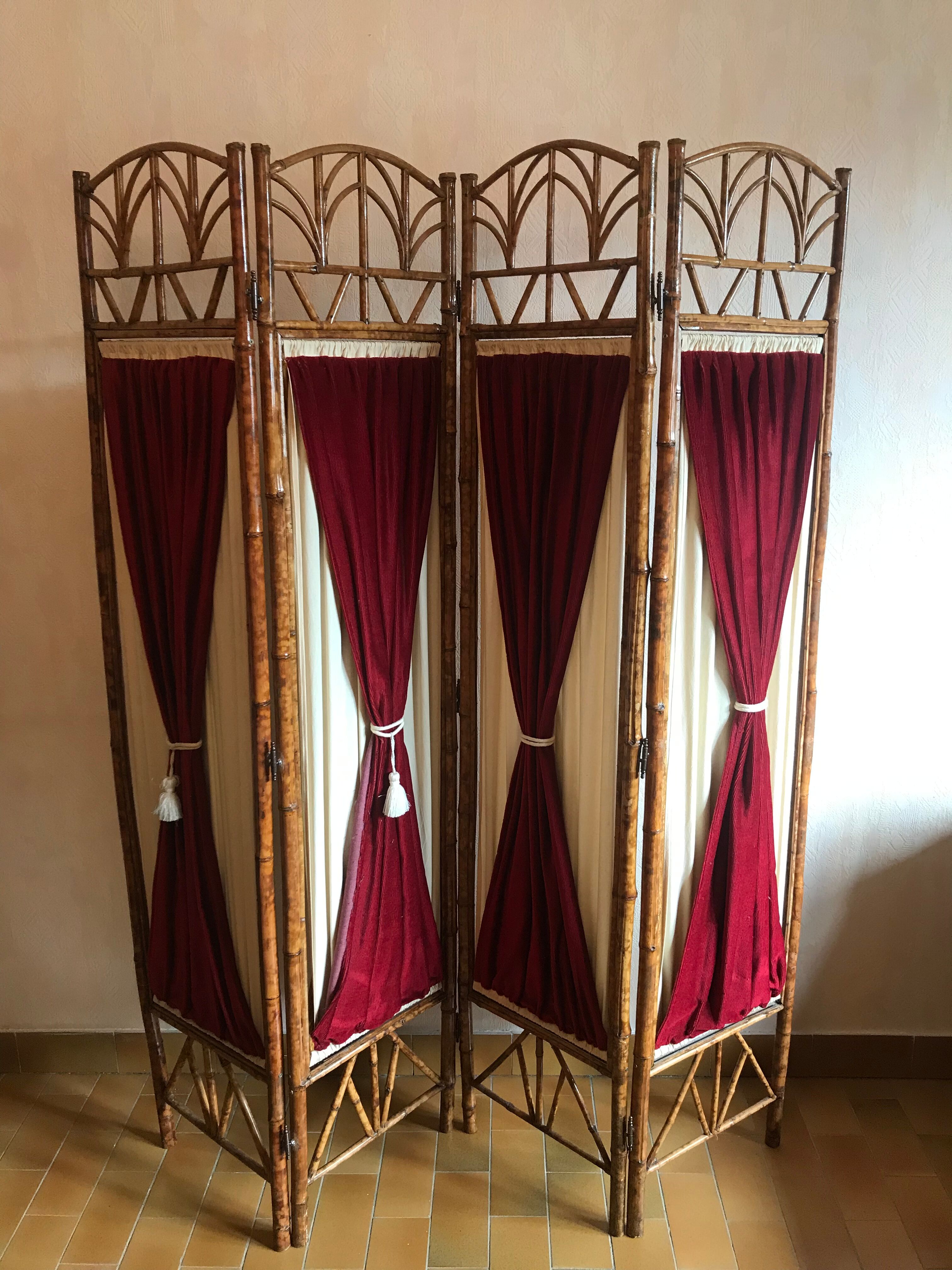 Bamboo and velvet screen