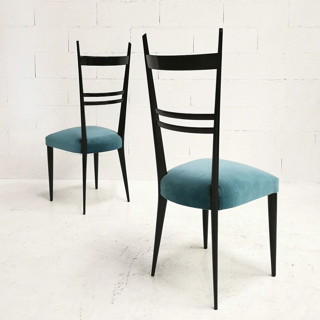 Pair of Italian high-backed chairs, 1950s