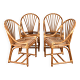 Set of 4 rattan armchairs