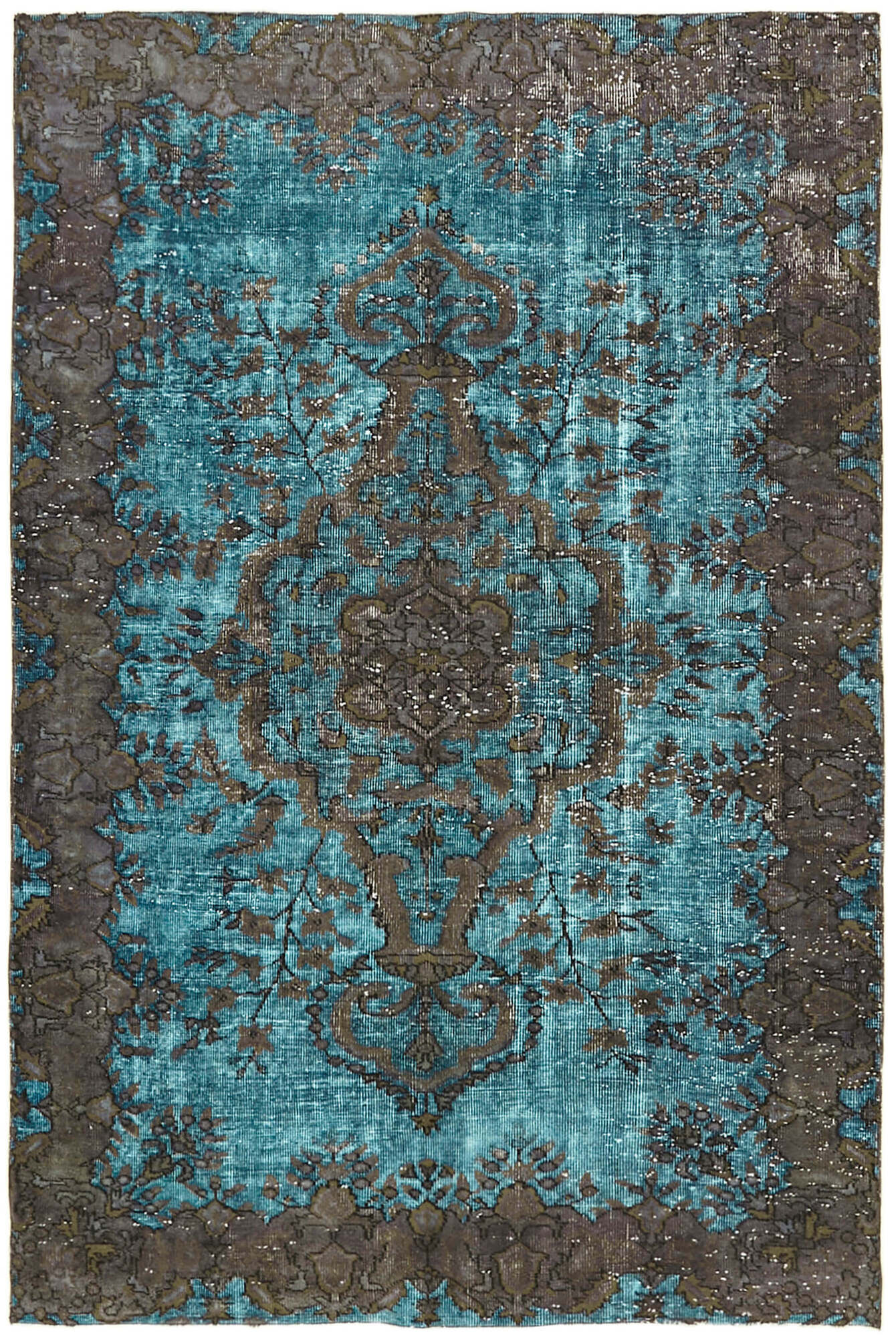 Handwoven Anatolian blue rug 1980s 160 cm x 240 cm