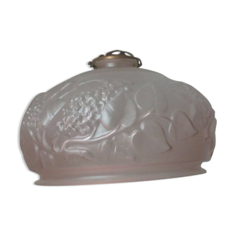 Globe en verre opaque rose luminaire art nouveau