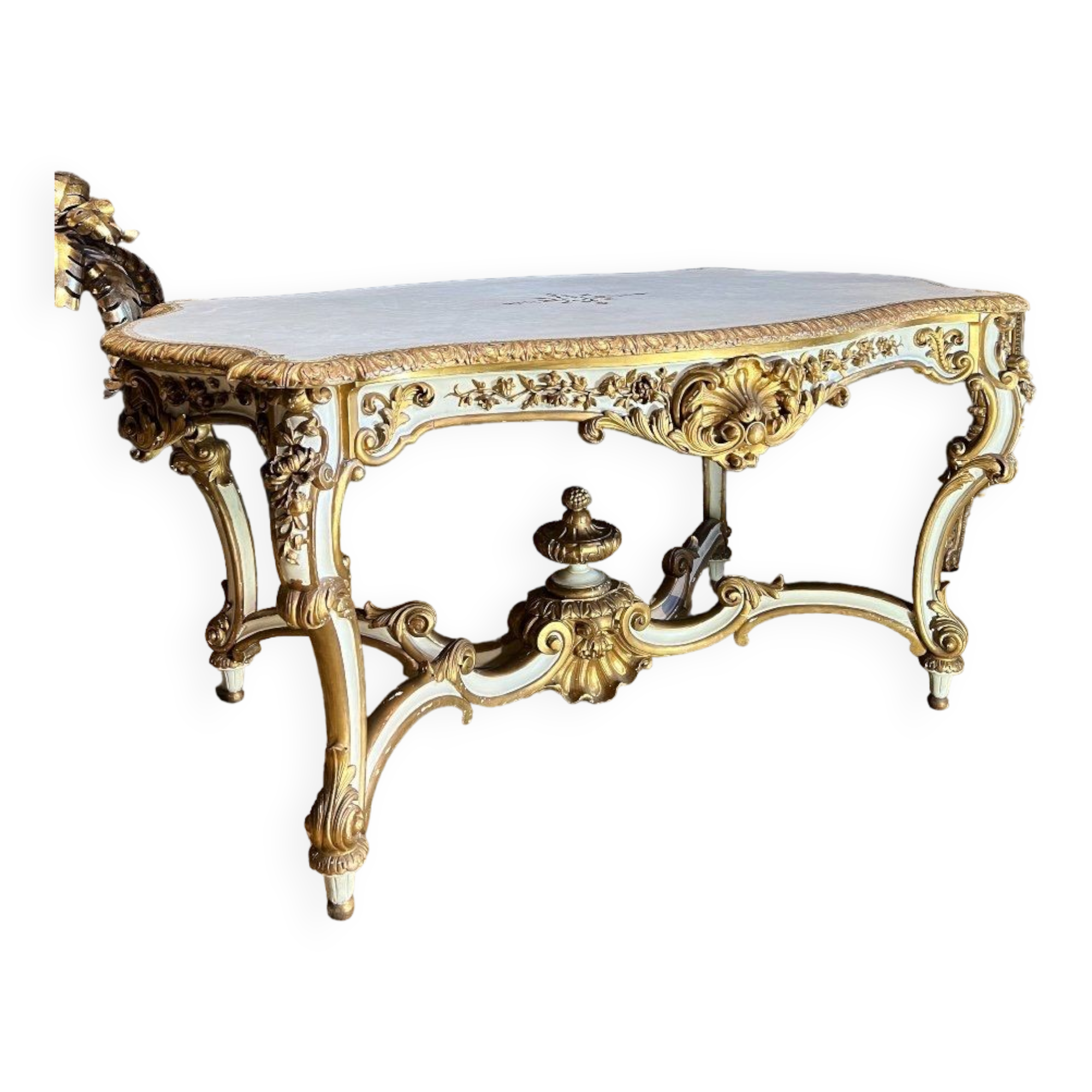 Mid-period table Napoleon III in painted and gilded wood